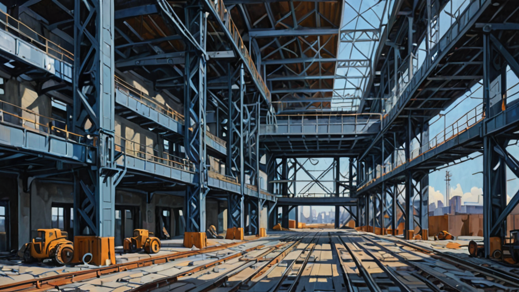 A heavy architectural blueprint of a digital circuit being reinforced with steel beams.