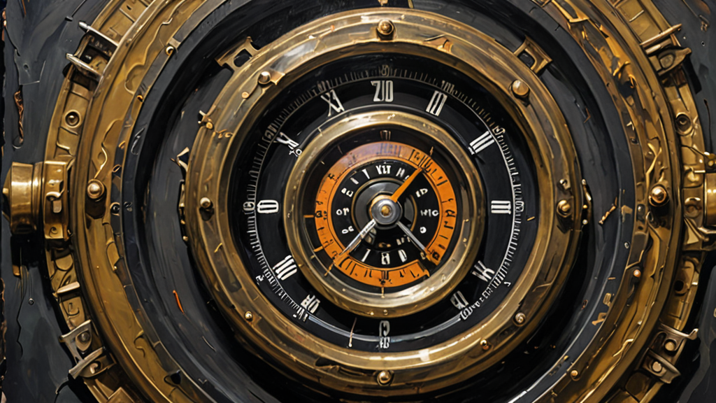 A surreal image of a giant, distorted pressure gauge with a needle spinning wildly beyond its own scale.