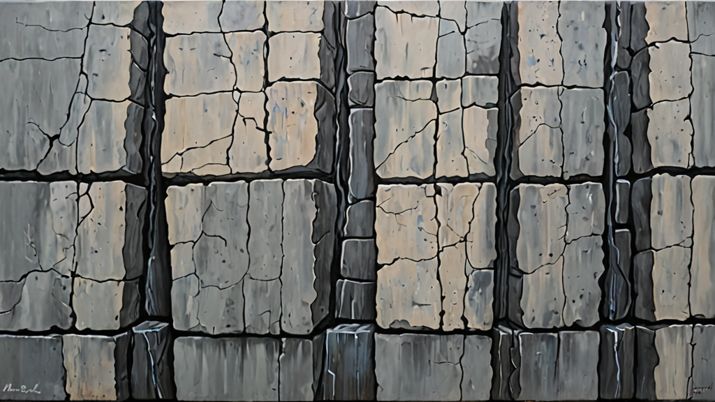 A crumbling stone wall with water leaking through cracks in both directions.