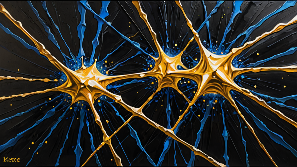 A glowing, complex geometric network of interconnected nodes and lines on a dark digital background.